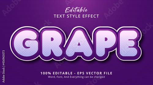 Grape text on purple color headline template, editable text effect