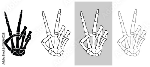 Skeleton Hand Giving Peace Sign Clipart Set