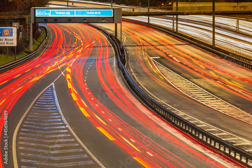 M8 motorway trail lights, Glasgow photo