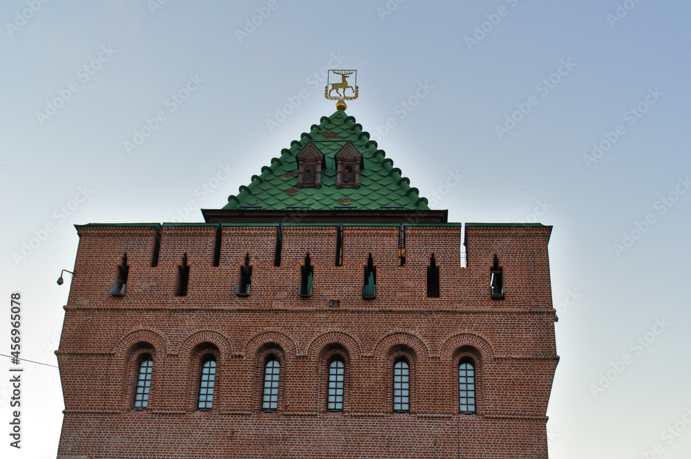 Dmitrievskaya, Dmitrovskaya Tower of the Nizhny Novgorod Kremlin, overlooking Minin and Pozharsky Square.
