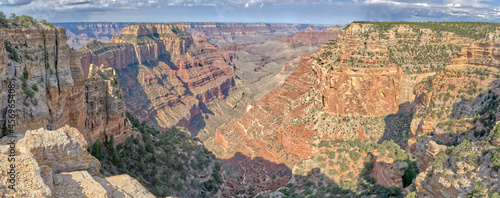 Panorama view of Freya's Castle and Wotan's Throne from the southwest side of Cape Royal on Grand Canyon North Rim, Arizona photo