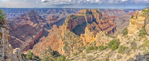 Panorama view of Freya's Castle and Wotan's Throne from the overlook of Cape Royal on Grand Canyon North Rim, Arizona photo