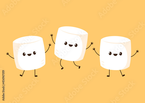 Marshmallow cartoon. marshmallow character design. Marshmallow vector.