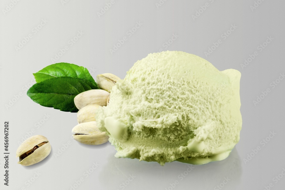 A scoop of tasty cold ice cream with nuts A scoop of tasty cold ice cream with nuts