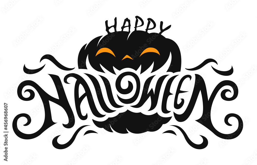 Happy Halloween Text Banner, Vector Happy Halloween Text Banner, Vector