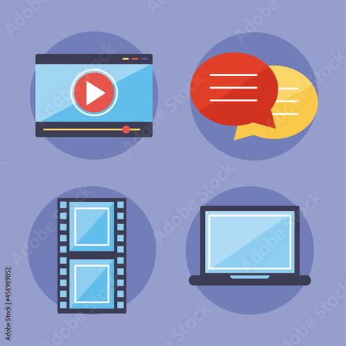 Multimedia content icon set