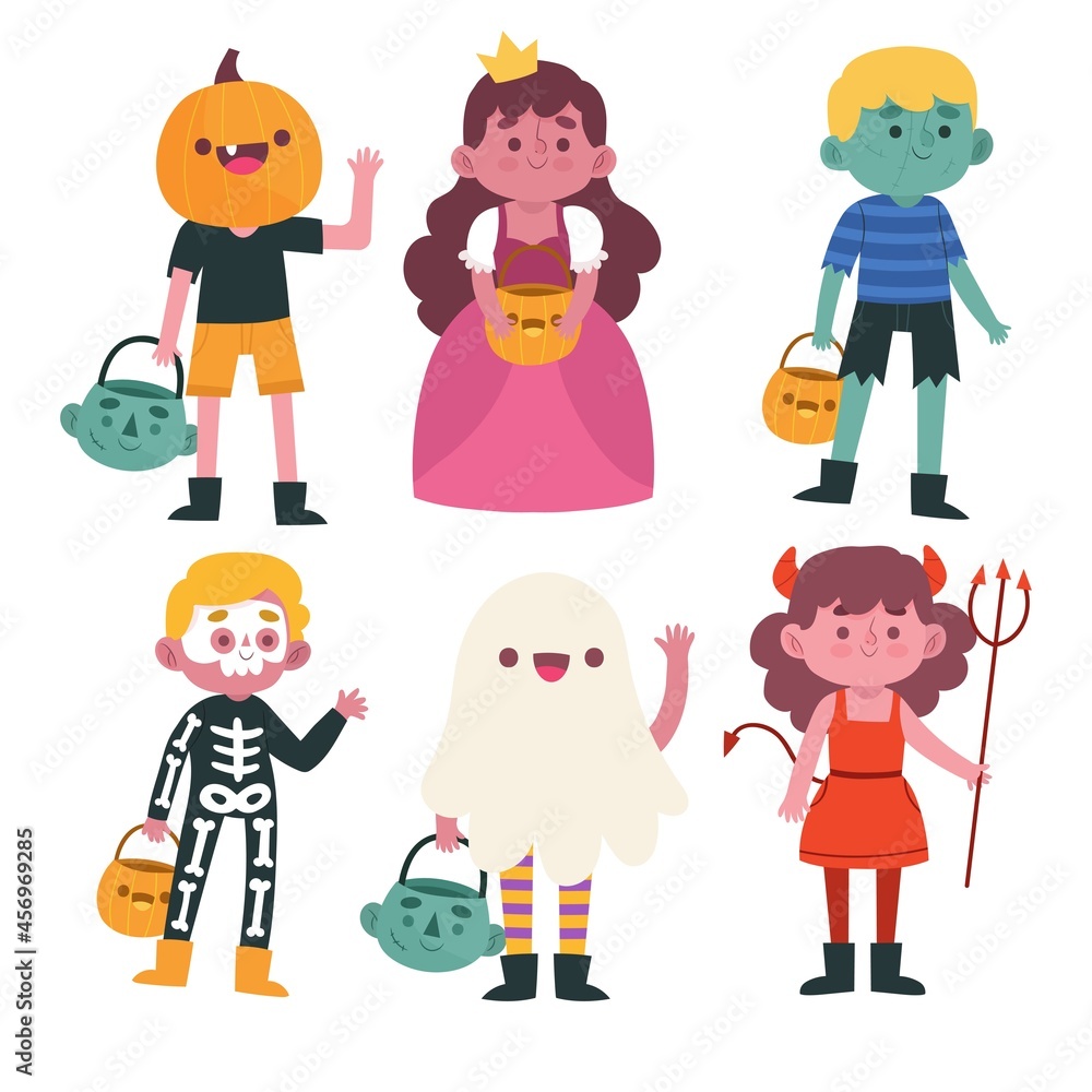 hand drawn halloween kid collection vector design illustration hand drawn halloween kid collection vector design illustration