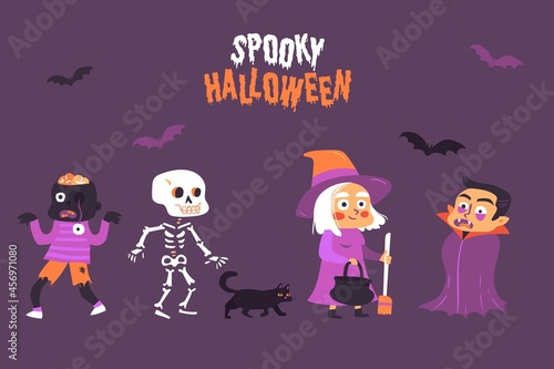 flat halloween character collection vector design illustration