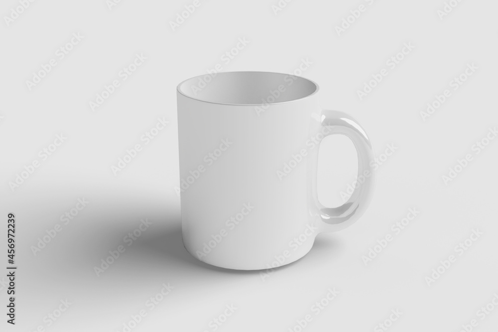 Fototapeta premium Realistic White Mug Illustration for Branding Mockup. 3D Render.
