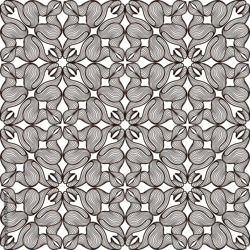 Ceramic tile seamless pattern with wave line curls. Mediterranean porcelain pottery.