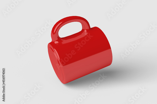 Realistic Red Mug Illustration for Branding Mockup. 3D Render.