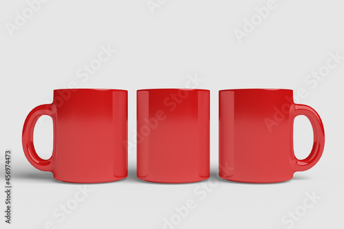 Realistic Red Mug Illustration for Branding Mockup. 3D Render.