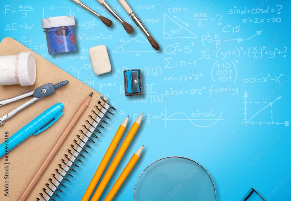 A picture of stationery set on the desk. Back to school A picture of stationery set on the desk. Back to school