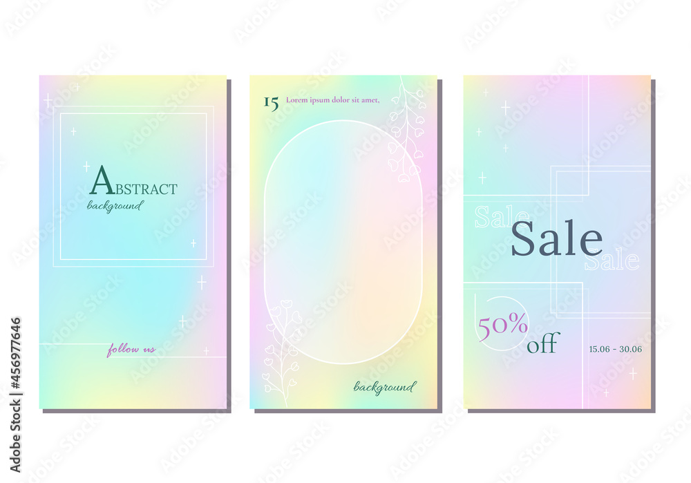 Editable social media frames, story templates. Gradient Aesthetic, elegant vibrant background. Futuristic vibe Layout for business: sale, shop, follow. For fashion online shops, brand, Beauty salon Editable social media frames, story templates. Gradient Aesthetic, elegant vibrant background. Futuristic vibe Layout for business: sale, shop, follow. For fashion online shops, brand, Beauty salon