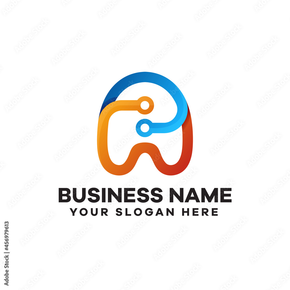 Naklejka premium Abstract Letter A Technology Gradient Logo Template