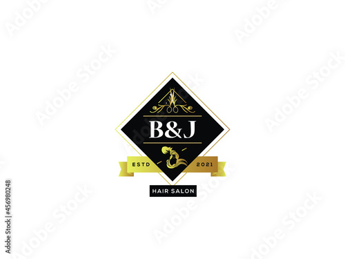 Luxury BJ Logo, Letter bj b j Logo Icon Vector For Luxury hair salon, hair salon shop, vintage salon, barber and beauty hair salon business photo