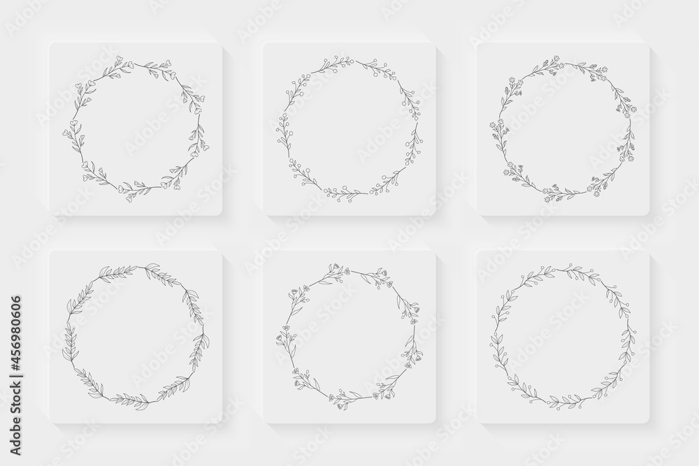 Wedding invitation floral frames set. Hand drawn frame with flower decoration Wedding invitation floral frames set. Hand drawn frame with flower decoration