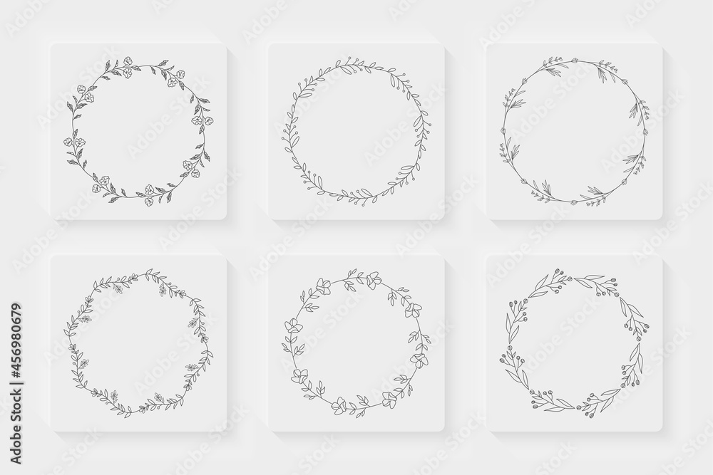 Wedding invitation floral frames set. Hand drawn frame with flower decoration Wedding invitation floral frames set. Hand drawn frame with flower decoration