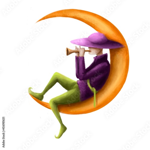 Photos good night hand drawn illustration, mr sandman, fantasy card with cartoon charac