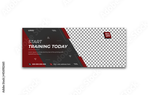 Gym fitness exercise facebook cover photo social media post and web banner template
