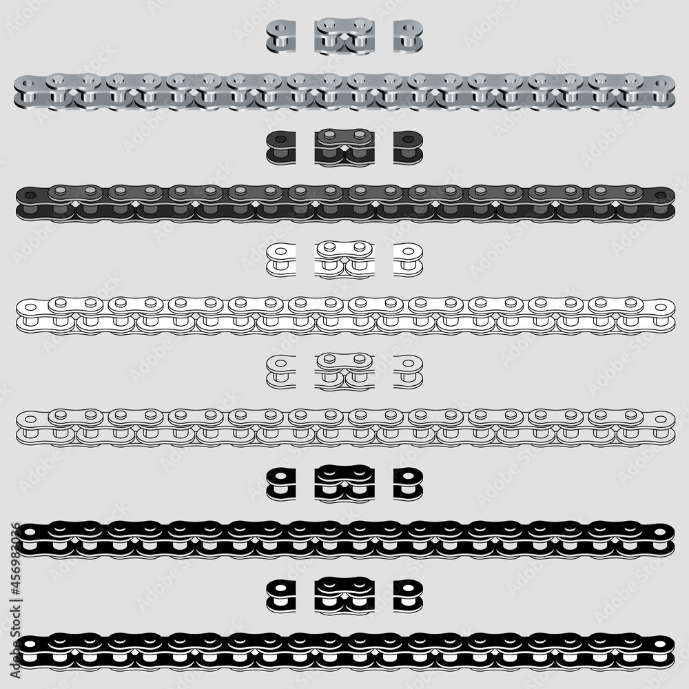 Seamless Pattern Borders Out of Roller or Bicycle Chain