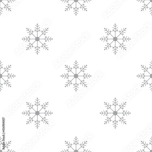 Gray snowflake on a white background. Seamless modern winter New Year pattern. Fashionable print on fabric  decorative pillows  wrapping paper. 