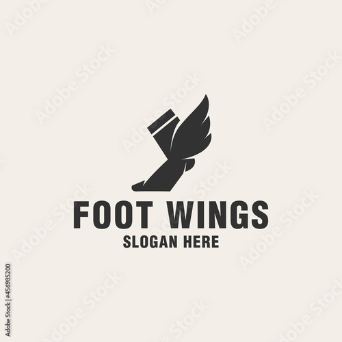 Foot wings logo template on monogram style