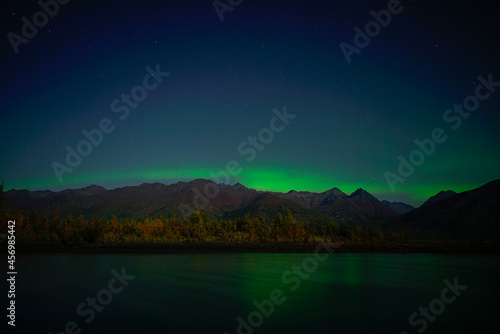 night landscape with mountains and lake © tylermyates