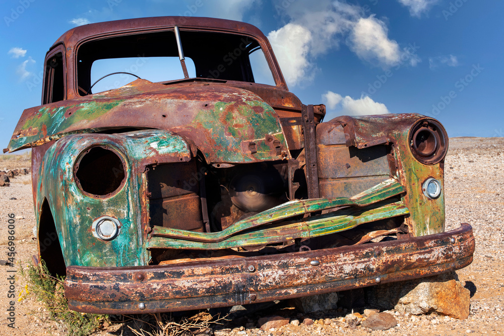 old rusty truck wind driven