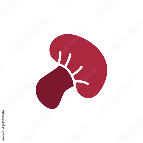 Cute cartoon mushroom in doodle style. Simple flat food icon. Autumn element, clipart, object, item for poster design about mushroom picking and forestry. Stylized sticker for a grocery store window.