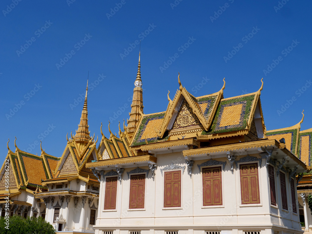 PHNOM PENH, CAMBODIA - Novemnber 2019: Royal Palace and silver Pagoda.
