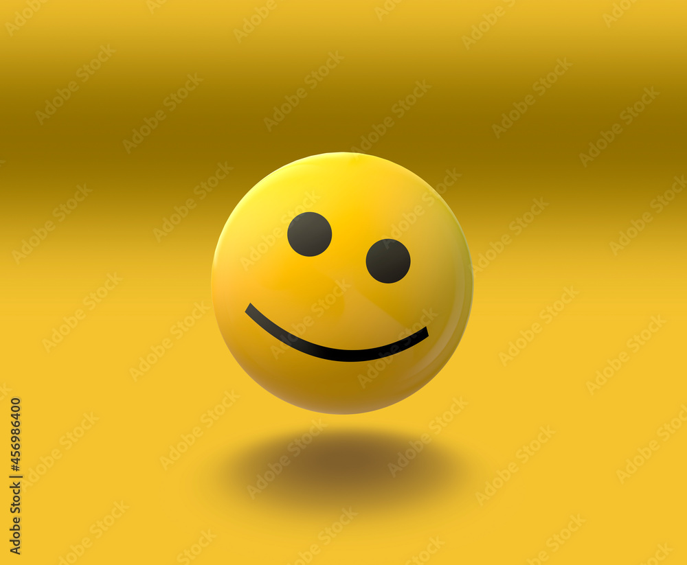 3D yellow smile ball with background
