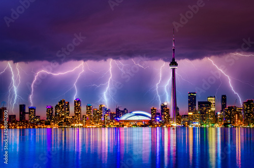 Photography Stormy night in Toronto city Canada