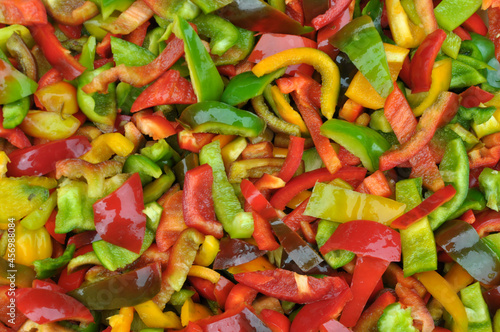 Multicolored vegetable background with bell peppers
