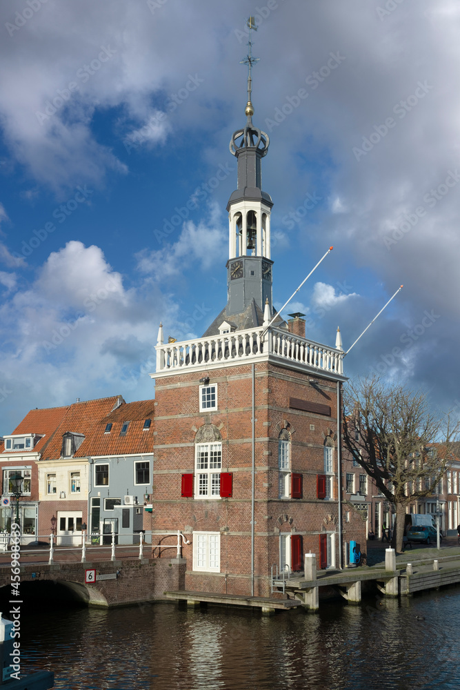 The Accijnstoren on the Bierkade seen from Verdronkenoord, Alkmaar, Noord-Holland Province, The Netherlands