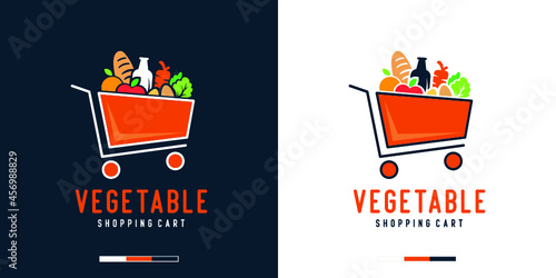 Vegetables shopping cart logo design template