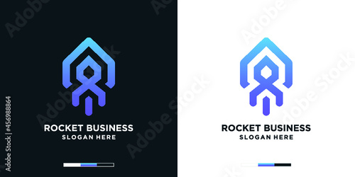 Abstract rocket logo template with line style