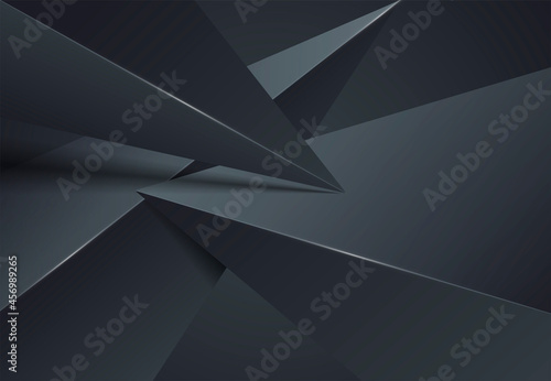 Abstract dark background with volumetric triangles.