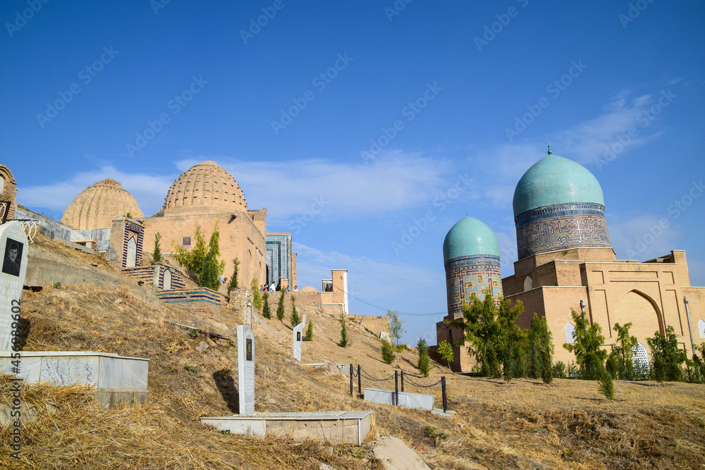 Shah-i-Zinda (Shohizinda) is a necropolis in the north-eastern part of Samarkand, Uzbekistan