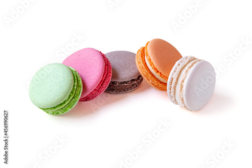 Canvas Print assorted macaroon cakes isolated on white