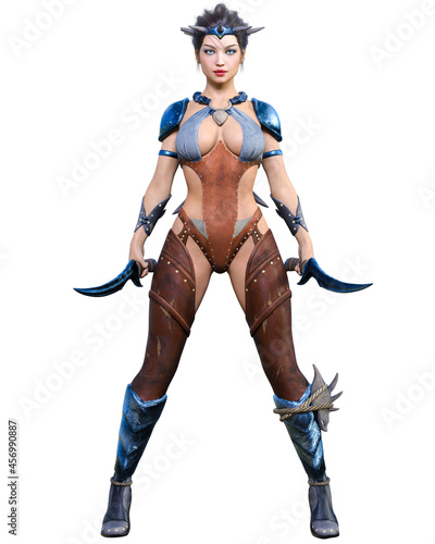 Warrior amazon woman with daggers.