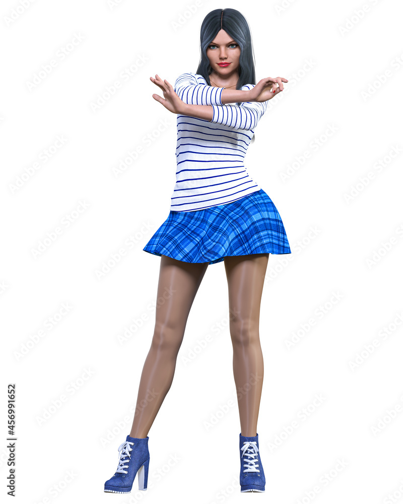 Fototapeta premium Beautiful woman in short skirt and boots.