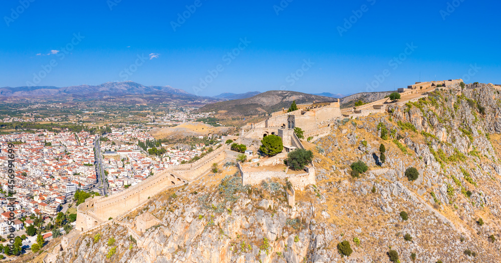 Palamidi castle on the hill above Nafplio city in Greece.