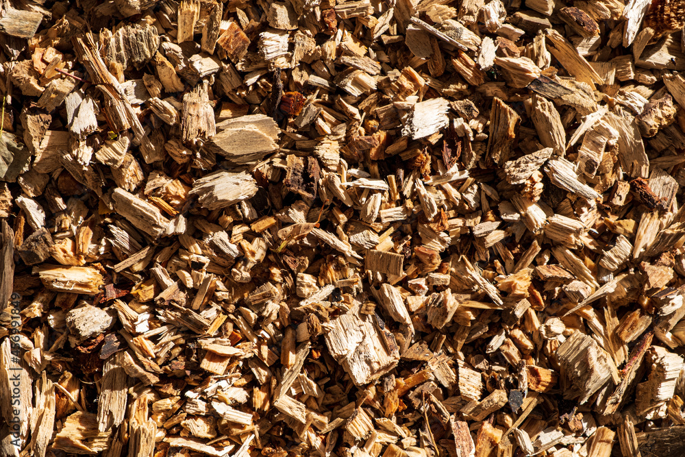 Background of wood chips, organic garden Background of wood chips, organic garden