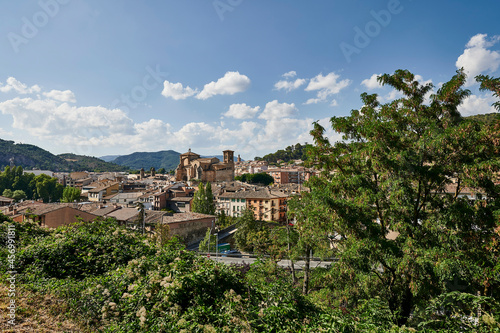 View of Estella-Lizarra city with San Miguel church. photo