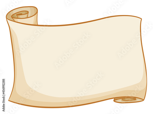 Unrolled scroll in cartoon style over white background, Vector illustration