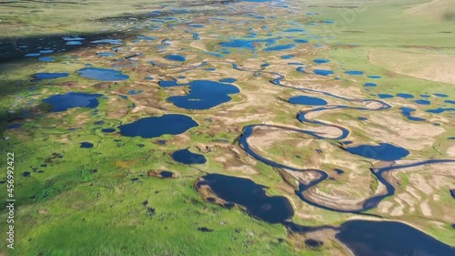 beautiful plateau lake landscape in three river sources core region,maduo county, guoluo tibetan autonomous prefecture, qinghai province, China (aerial photography) photo