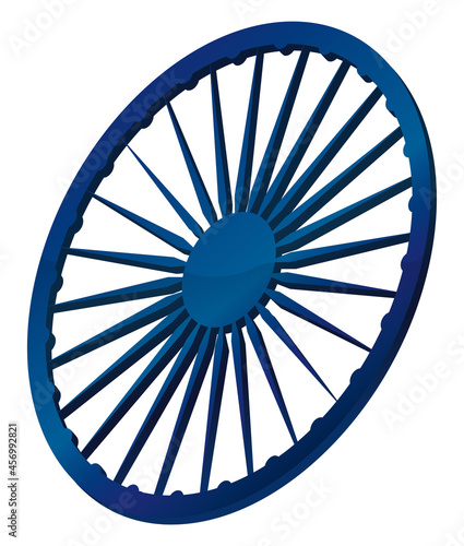 Blue relief with the Ashoka Chakra symbol, Vector illustration