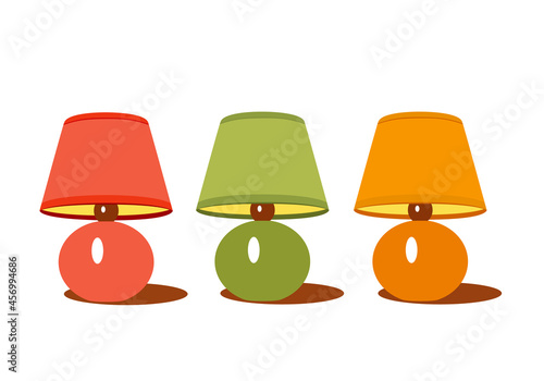 Table lamps for home on white background vector illustration