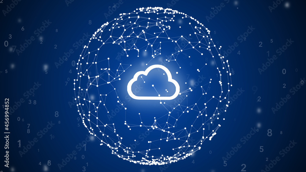 3d illustration of planet Earth network view with cloud sign. 3d illustration of planet Earth network view with cloud sign.